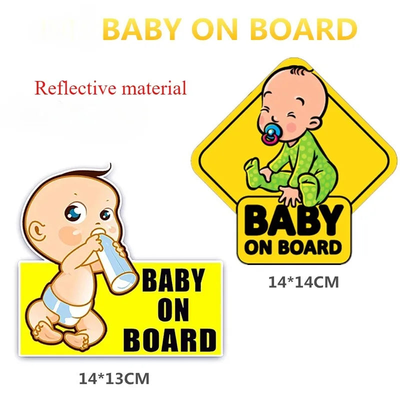 4Pcs Reflective Baby on Board Stickers for Cars, Caution Car Window Bumper Safe