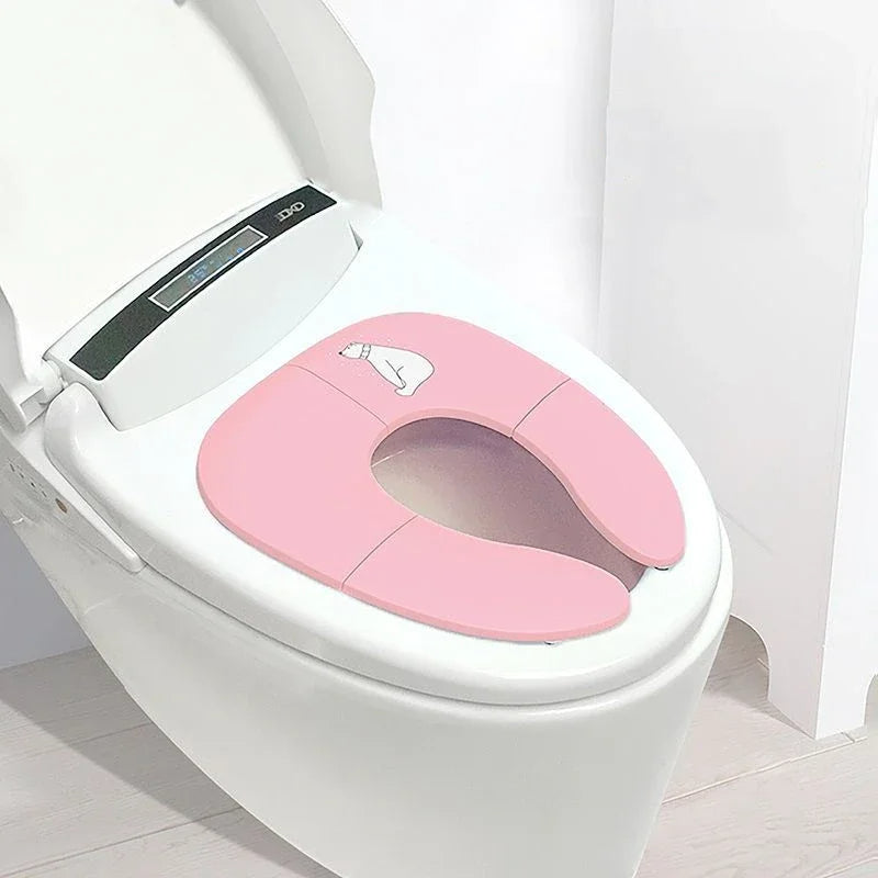 Folding Travel Toilet Seat for Toddlers Non-Slip Fits Round Oval Potty Training