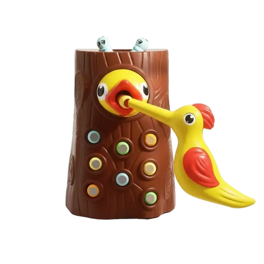 Montessori Magnetic Woodpecker Toy Kids Worm Bugs Catch Bird Learning Game